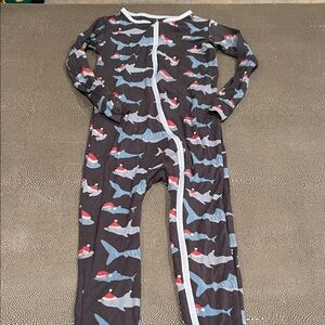 Kickee Pants Gray Shark Print Footie